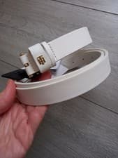 Image of Tommy Hilfiger natural Womens Belt geniune Leather Jeans dress Beige logo 116 cm