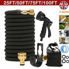 Image of Heavy Duty 25-100FT Expandable Garden Hose Pipe Flexible With Water Spray Gun