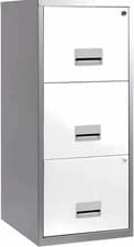 Image of 3 DRAWER 'PIERRE HENRY' ZINC SILVER+WHITE MAXI FILING CABINET A4 / NEW +FREE 24h
