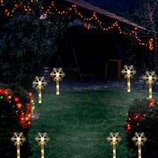 Image of Christmas Garden Stake Snowflake Lights Decoration LED Home Star Outdoor Xmas UK