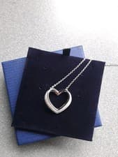 Image of Swarovski Rhodium and Silver-Tone Plated Crystal Paved Heart Necklace.