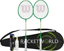 Image of Wilson Zone Green Badminton Racket 2 Player Set, inc Shuttles and Premium Cary C