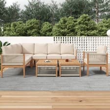 Image of 7 Seater Garden Lounge Sofa Set w/ Coffee Tables, Outdoor Patio Furniture, Beige