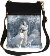 Image of Nemesis Now B1850E5 Winter Guardians Anne Stokes Shoulder Bag 23cm White, PU an