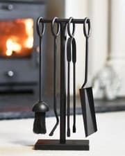 Image of Black Contemporary Loop Handle Four Piece Companion Set - 42cm