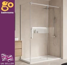 Image of Chrome Sliding Shower Door Wet Room Enclosure Easy Clean Clear Glass 1600mm