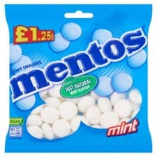 Image of Mentos Mint Chewy Sweets – Full Box of 12 Large Bags – Refreshing Treats