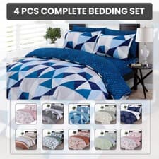 Image of 4 Piece Complete Bedding Set Duvet Cover Set With Fitted Bed Sheet & Pillowcases