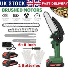 Image of 6+8inch 4000W Cordless Electric Chainsaw Brushless Wood Cutter Saw For Makita