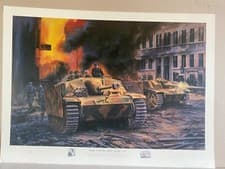 Image of defence Berlin military Art Print STUG assault gun Ace Georg Bose signed