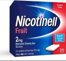Image of Nicotinell Fruit Gum 2mg (204 Pieces), Stop Smoking Aid, Sugar Free Nicotine Gum