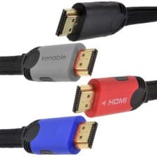 Image of 2m Low Profile Flat HDMI Cable High Speed Lead BRAIDED Lead 2 metre Red/Blue/Blk