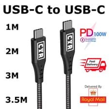 Image of C&R Premium USB C Cable | Nylon Braided | USB3.2 Gen2 20Gbps 100W Fast Charge 4K