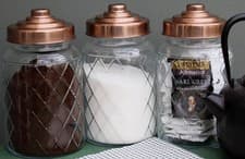 Image of X3 Round Glass Jars With Copper Lid - 7 Inch