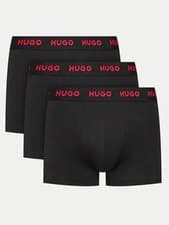 Image of Hugo 3 Pack Stretch Cotton Trunks with Logo Waistbands - Black