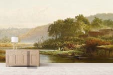 Image of 3D Landscape Oil Painting Self-adhesive Removeable Wallpaper Wall Mural 91