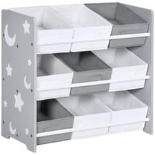 Image of ZONEKIZ Storage Unit w/ 9 Removable Storage Baskets for Nursery Playroom - Grey