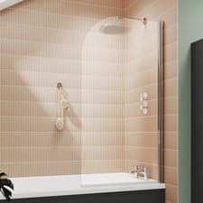 Image of Nuie Pacific Chrome Profile Round Top Hinged Bath Screen 1430mm H x 790mm W