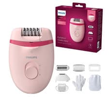 Image of Philips 4000 Corded Epilator with 7 Accessories Opti-light - Pink BRE285/00