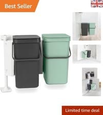 Image of Elegant 2x12L Sort & Go Built-in Recycling Bin with Stay-Open Lid - Dark Grey...
