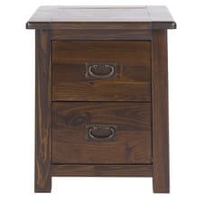 Image of Boston Solid Dark Pine 2 Drawer Bedside Unit Side Table Lamp Table Coffee Table