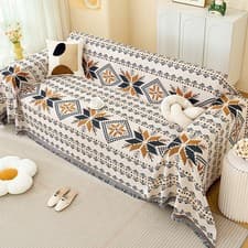 Image of Extra Large Cotton Fringed Throw for Sofa Settee Bedspread Bed Cover Blanket UK