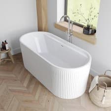Image of Fluted Freestanding Bath 1700 x 750mm Acrylic Double Ended Bathroom