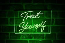 Image of Treat Yourself LED Neon Light Up Sign | Hanging USB Pink Wall Lamp Bedroom Décor