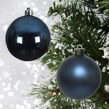 Image of 72 Midnight Blue Christmas Baubles Shatterproof Luxury Tree Decorations 6cm Blue