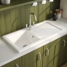Image of Reginox Traditional Kitchen Sink Ceramic 1 Bowl Reversible Drainer Waste RL304CW