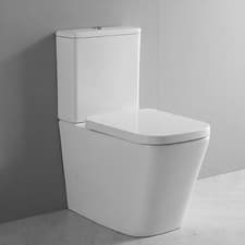Image of Back to Wall Square Close Coupled Toilet Rimless WC With Soft Close Seat White