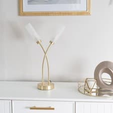 Image of Modern 2 Arm Table Lamp Crossover Bedroom Living Room Lounge Light LED Bulbs