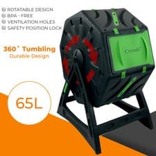 Image of 65L Garden Compost Bin, Barrel Rotating Composter with Steel Legs and Air Holes