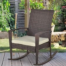 Image of Rattan Rocking Chair Rocker Garden Furniture Seater Patio Bistro Recliner