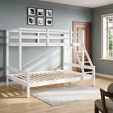 Image of Bedroom Double Triple Bunk Bed Solid Pine Wood Children White 3ft Single 4ft6