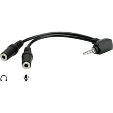 Image of Roline 11.09.4441 Audio/phono Adapter Jack 3.5 mm Plug to 2x Socket Black