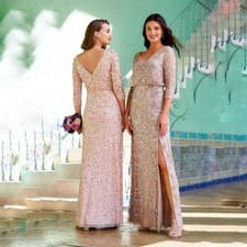 Image of Adrianna Papell Platinum 40320 beaded formal gown blush pink dress size 8 NWT