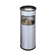 Image of Durable Waste Bin 17 Litre Round With Ashtray Silver 333023