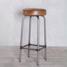 Image of BAR STOOLS TAN LEATHER BREAKFAST BAR STOOLS COUNTER STOOLS KITCHEN STOOLS