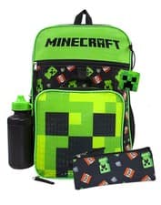 Image of Minecraft Back pack set 5 Piece Creeper & Tnt Graphics 5 Piece Backpack Set Boys