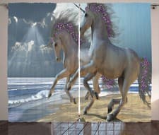 Image of Horse Curtains Flower Adorned Mane Horse