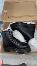 Image of Dr. Martens Jadon Black Unisex Polished Smooth Mid-Calf 8-Eye Platform Boots