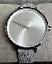 Image of Michael Kors Women's Charley Silver Dial Leather Strap Watch MK2793