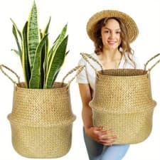 Image of 1 Pack, 45.72 Cm Oversize Woven Seagrass Plant Basket Boho Belly Basket Decorati