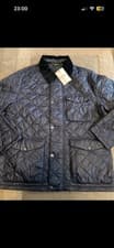 Image of Barbour Mens Quilted Horton Quilted Jacket In Navy Size Medium Brand New Tags