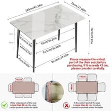 Image of FATIVO Stunning Marble Dining Table Rectangular Kitchen Dinette Table 4-6 Seater