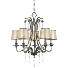 Image of 5 Bulb Chandelier Hanging Pendant LIght MottLED Silver LED E14 60W Bulb