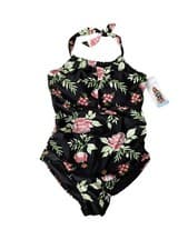Image of Womens Tummy Toning One Piece Halter Swimsuit Size Large Crane Bathing Suit NWT