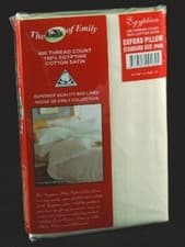 Image of Oxford Pillowcases Pillowcase Pair Set of 2 Cream Egyptian Cotton Sateen 400 Tc