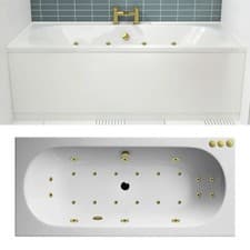 Image of Nuie Otley Whirlpool Bath Double Ended Hydrotherapy Spa Gold Jets Bathroom Tub
